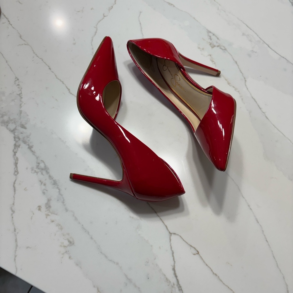 Jessica Simpson open side Bold Red Heels. BEAUTIFUL heels. - Picture 8 of 11